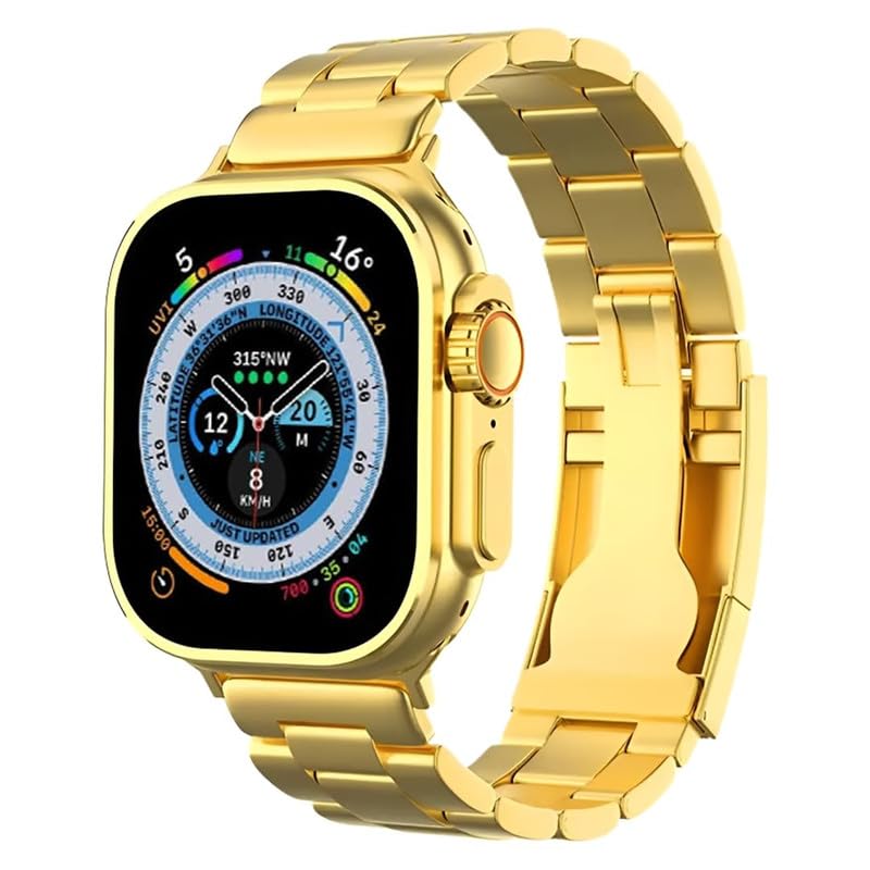 Zeorgia IW9 2.02" inch Touch Display Series 8 24K Gold Ultra Bluetooth Calling Smartwatch with Sports Features & Health Tracker and Wireless Charging