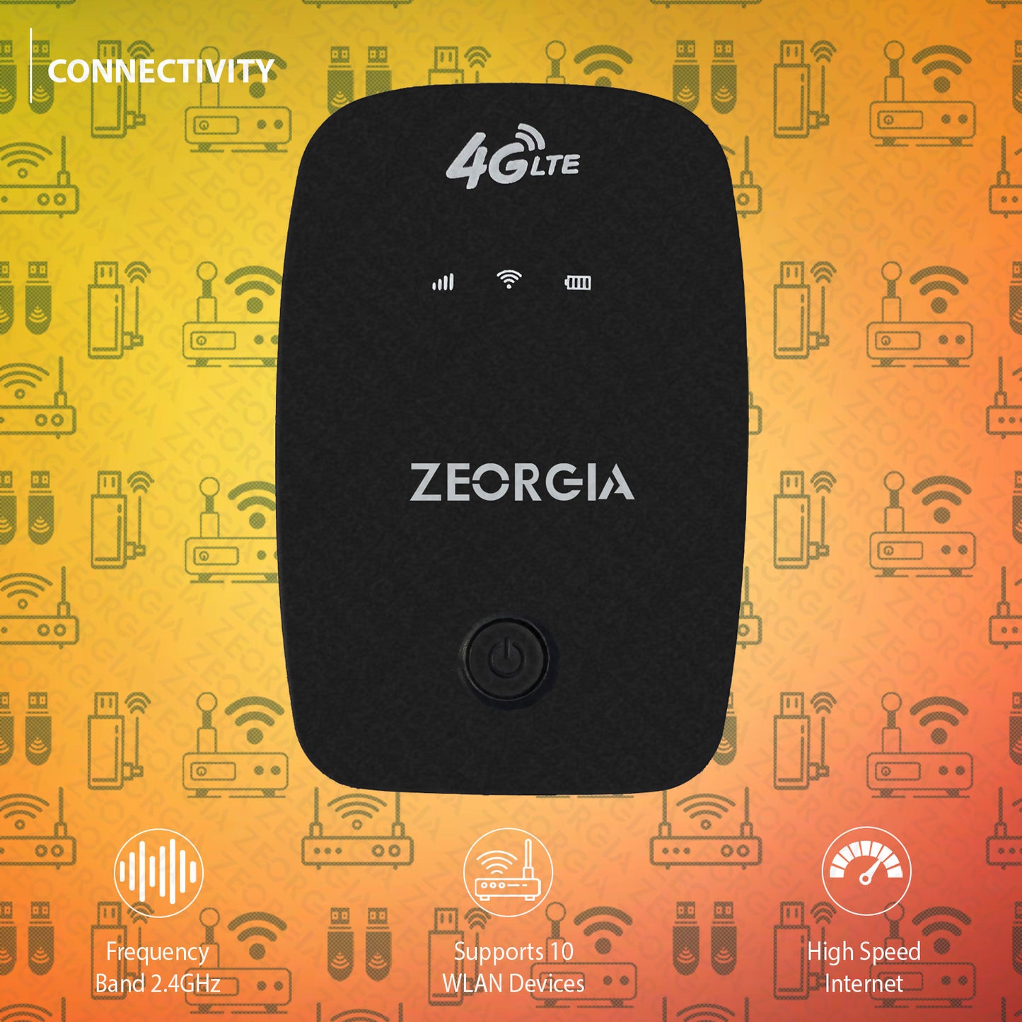 ZEORGIA 4G LTE Wireless Dongle with All Sim Network Support | Single Band Plug & Play Data Card with Up to 150Mbps WiFi Hotspot | 2100Mah Rechargeable Battery