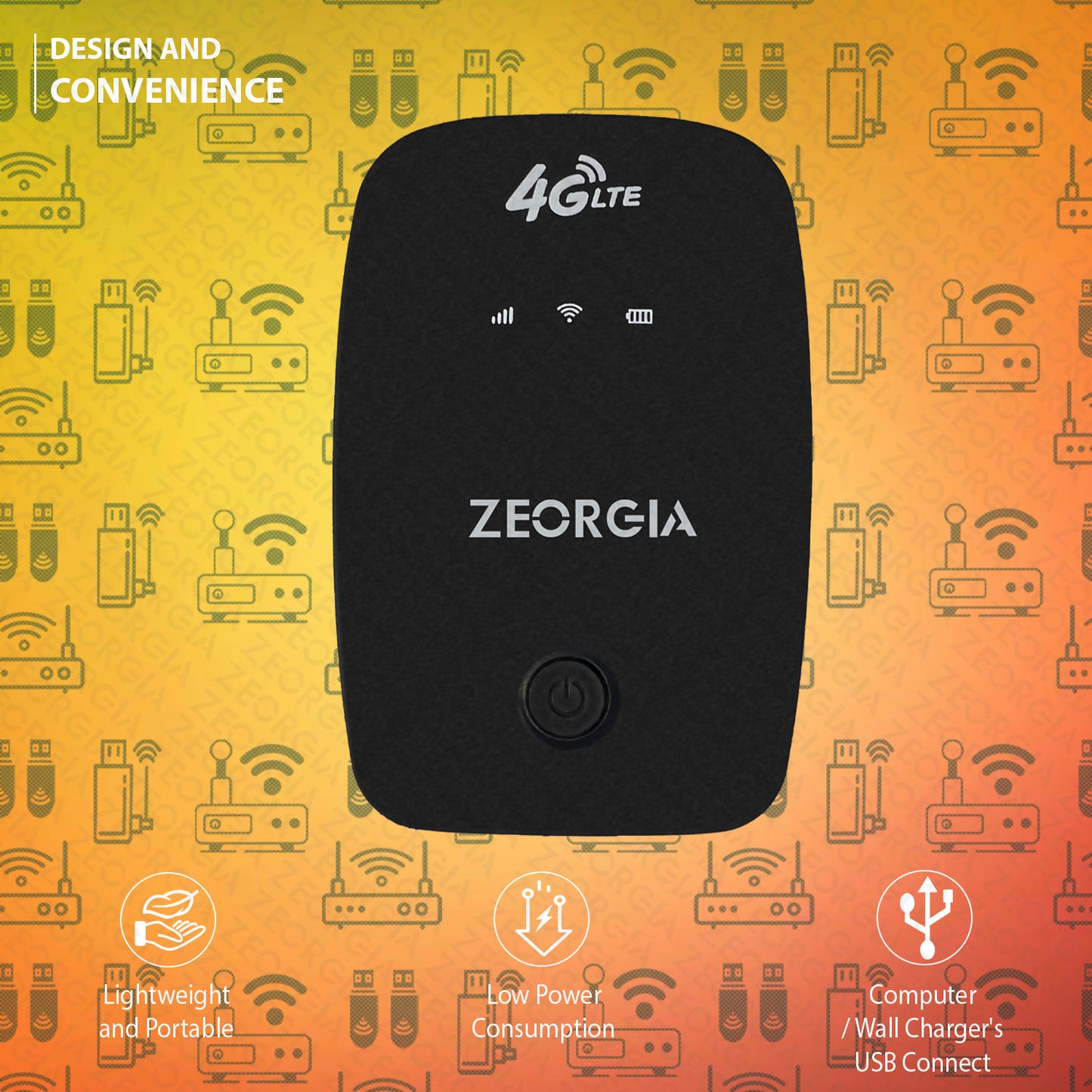 ZEORGIA 4G LTE Wireless Dongle with All Sim Network Support | Single Band Plug & Play Data Card with Up to 150Mbps WiFi Hotspot | 2100Mah Rechargeable Battery