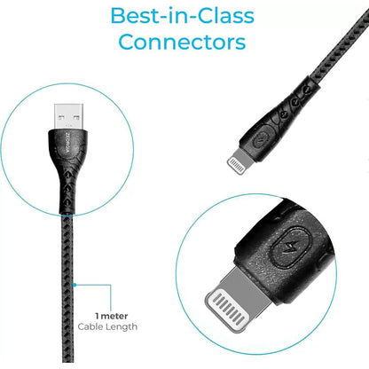 ZEORGIA Fast Charging Cable compatible with Android Phones/Tablets, 480mbps Data Transfer Speed, Made in India (Round, 1M) (Braided Ultra Lightning)
