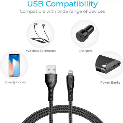 ZEORGIA Fast Charging Cable compatible with Android Phones/Tablets, 480mbps Data Transfer Speed, Made in India (Round, 1M) (Braided Ultra Lightning)