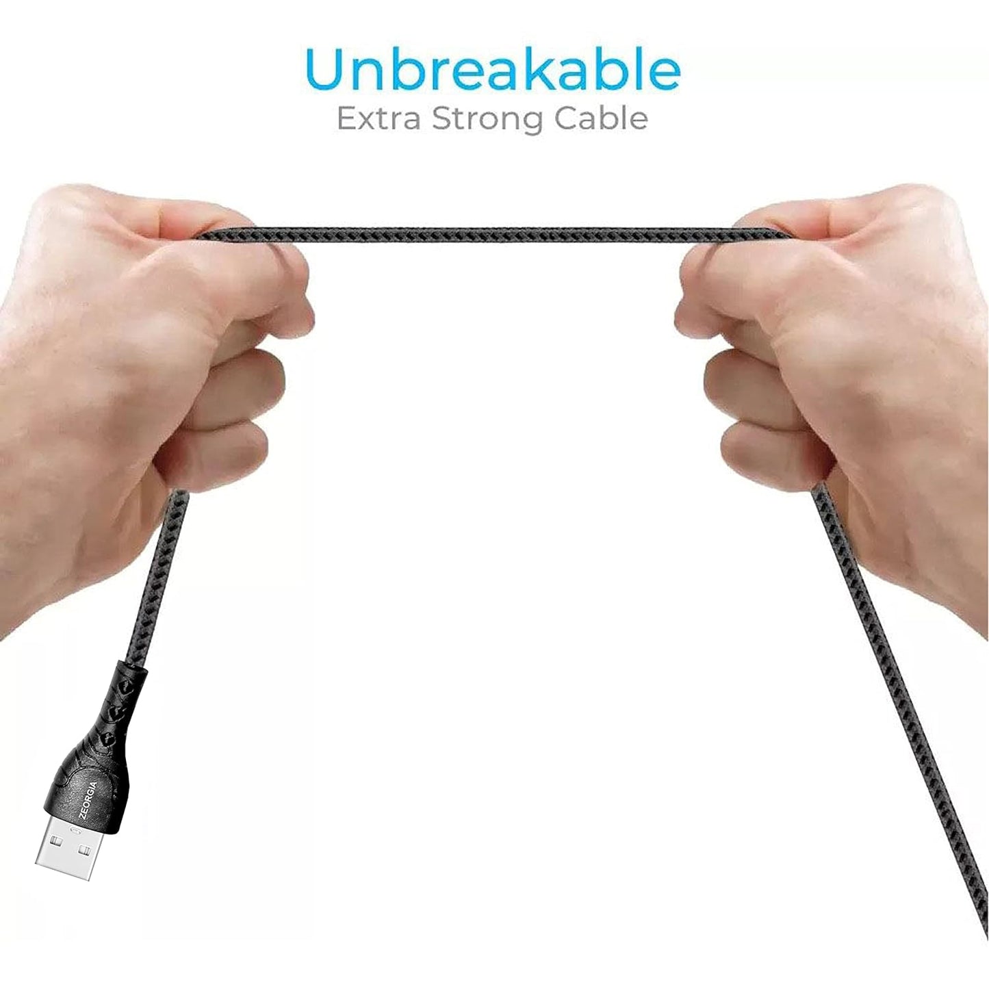 ZEORGIA Fast Charging Cable compatible with Android Phones/Tablets, 480mbps Data Transfer Speed, Made in India (Round, 1M) (Braided Ultra Lightning)