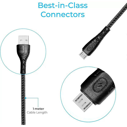 ZEORGIA Fast Charging Cable compatible with Android Phones/Tablets, 480mbps Data Transfer Speed, Made in India (Round, 1M) (Braided Ultra Micro)