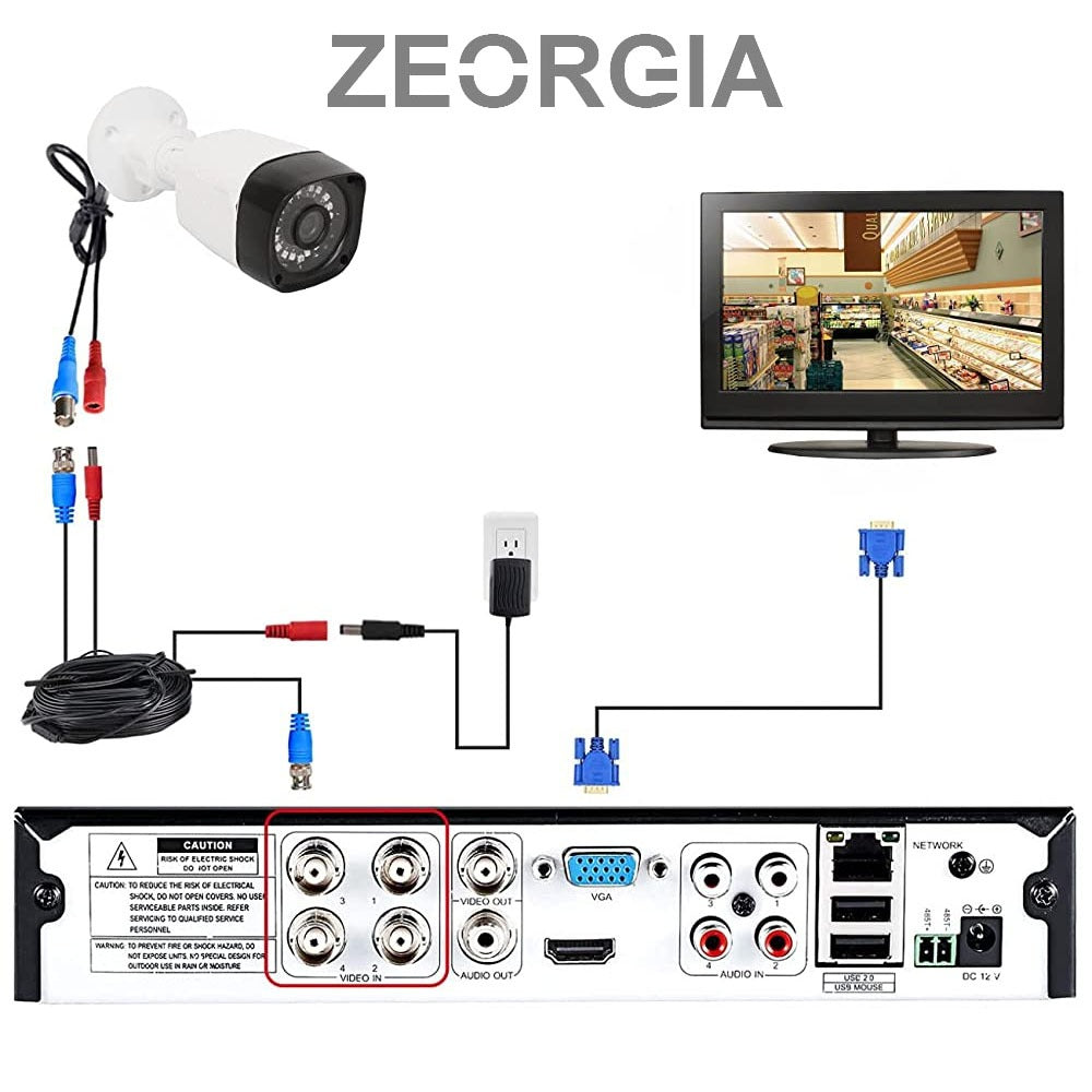 ZEORGIA Bullet Camera Full HD Display, 1080P Real-Time Resolution, 4-in-1 Output, 30m IR Distance, True Day/Night Capability, Proudly Made in India