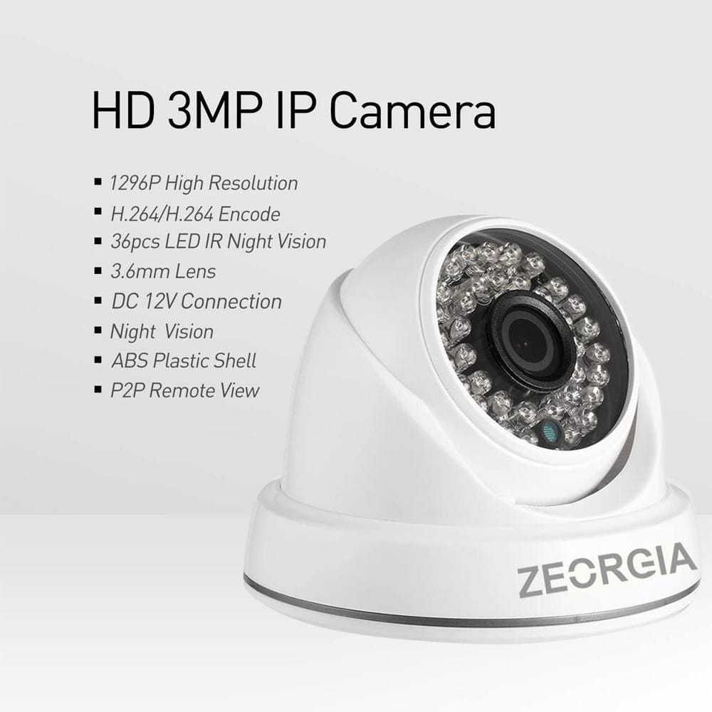 ZEORGIA Dome Camera Full HD, 1296P Resolution, Night Vision, P2P Remote View, Proudly Made in India