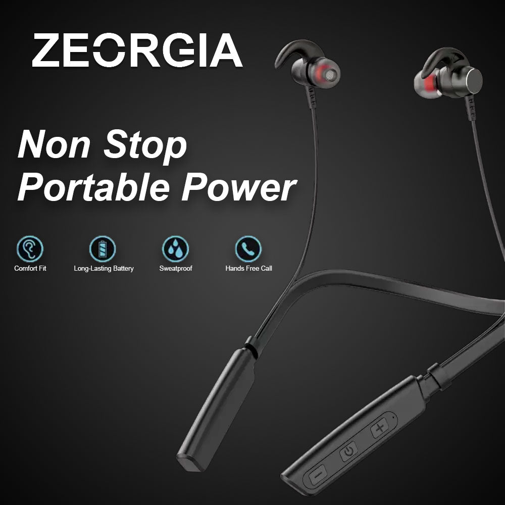 ZEORGIA ZE-Galaxy Lightweight Neckband Earphones with Magnetic Buds, Clear Voice, and Long Battery Life | Sweat & Water Resistant, Bluetooth v5.0, Proudly Made in India (Black)