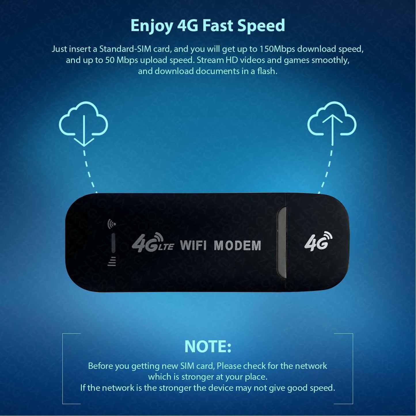 ZEORGIA 4G/5G LTE USB WiFi Dongle with All SIM Network Support | Plug & Play Data Card with up to 150Mbps Speed WiFi Hotspot | WiFi Router for 10 People