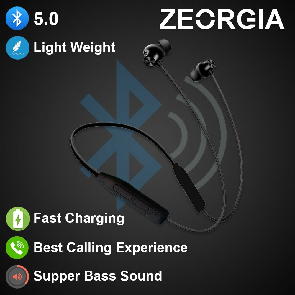 ZEORGIA ZE-Matic Lightweight Neckband Earphones with Magnetic Buds, Clear Voice, and Long Battery Life | Sweat & Water Resistant, Bluetooth v5.0, Proudly Made in India